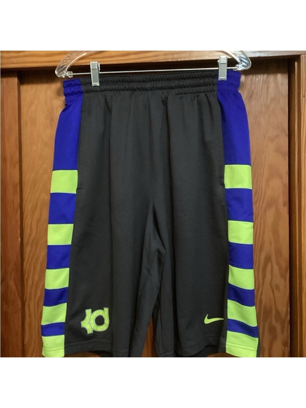 Nike KD Gray and Blue Shorts with Green Accents